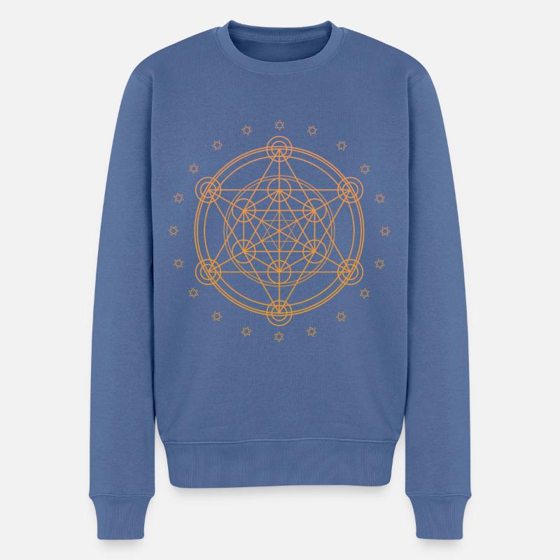 Merkaba orange - Männer Premium Bio Pullover - Taubenblau