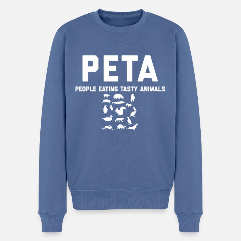 PETA-Leute, die leckere Tiere essen - Männer Premium Bio Pullover - Taubenblau