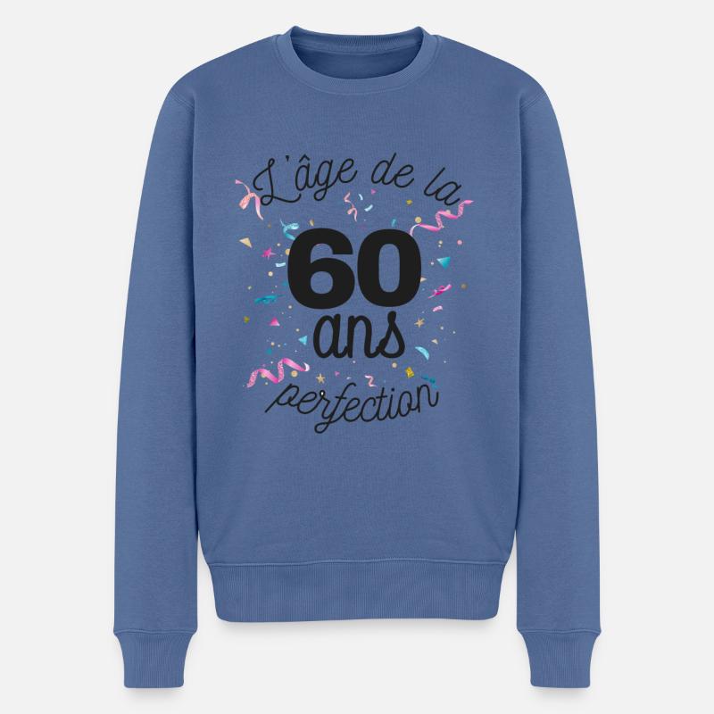 60 ans - Pull Premium bio Homme - bleu pigeon