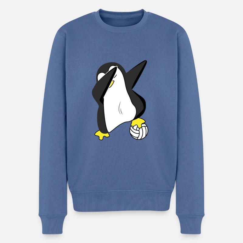 Volley- pingouin dapping - Pull Premium bio Homme - bleu pigeon