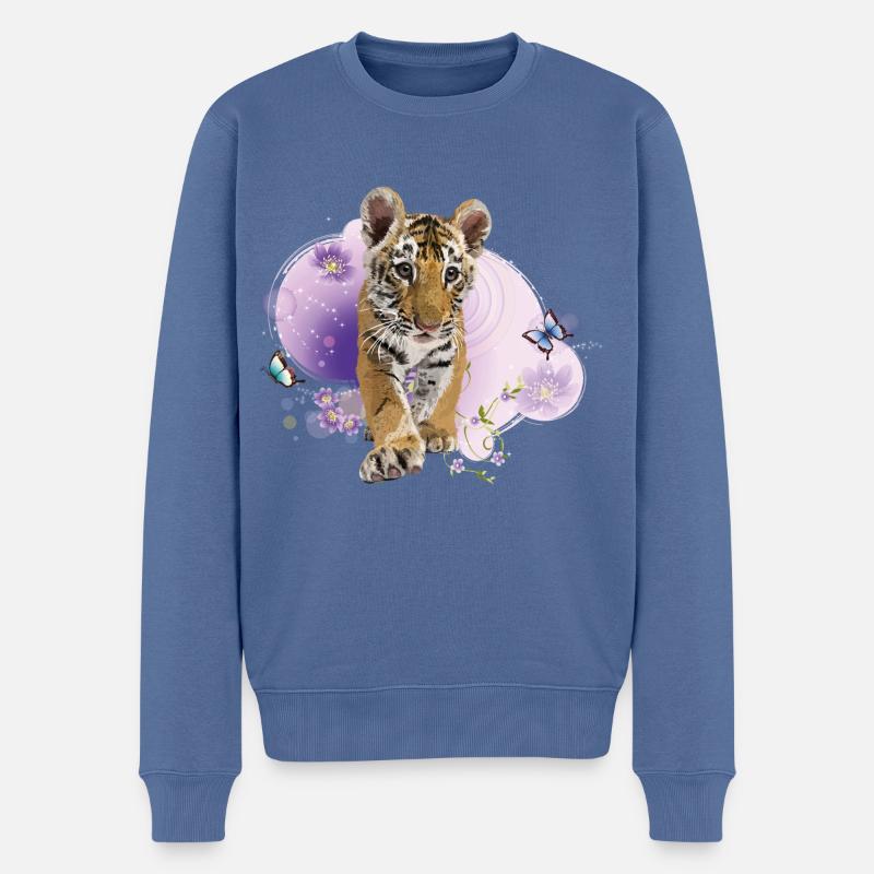 bengalischer Tiger - Männer Premium Bio Pullover - Taubenblau