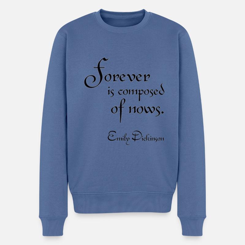 Cadeau Citation Emily Dickinson - Pull Premium bio Homme - bleu pigeon