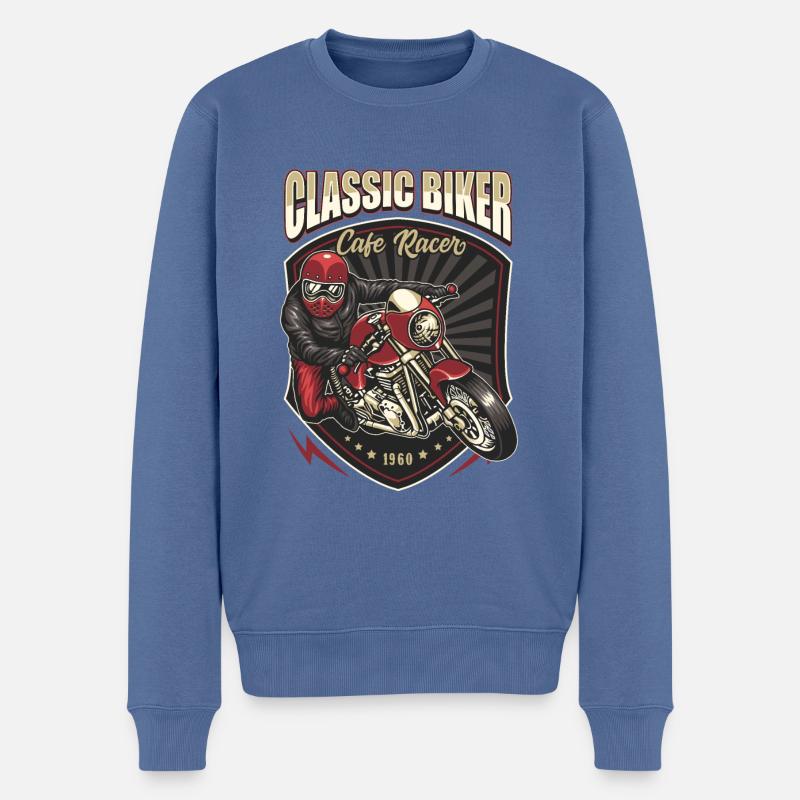 Motard classique - Cafe Racer - Pull Premium bio Homme - bleu pigeon