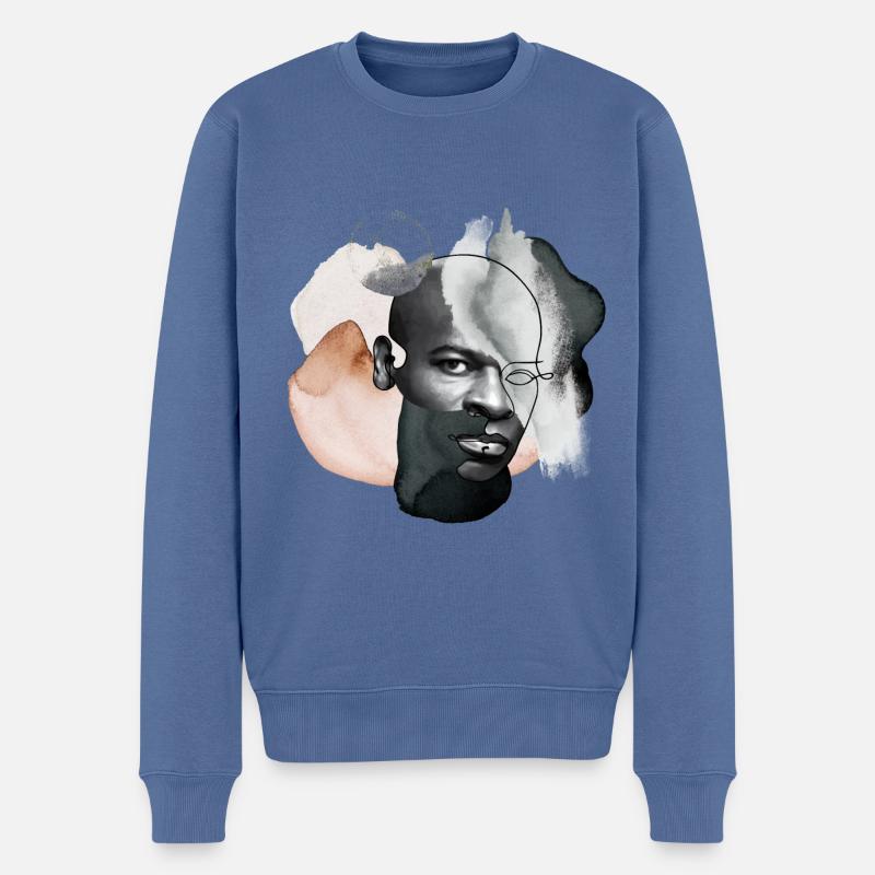 männliches POC Portrait - Männer Premium Bio Pullover - Taubenblau