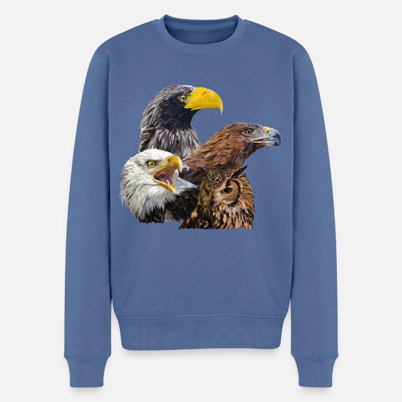 Greifvögel - Männer Premium Bio Pullover - Taubenblau
