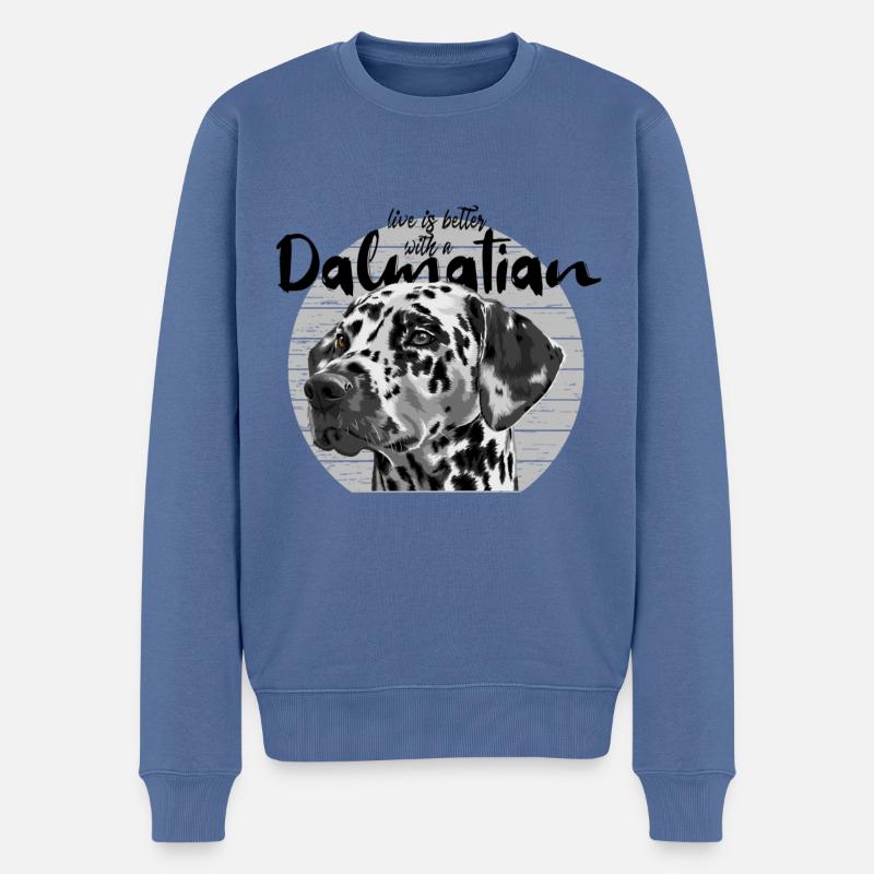 Dalmatiner - Männer Premium Bio Pullover - Taubenblau