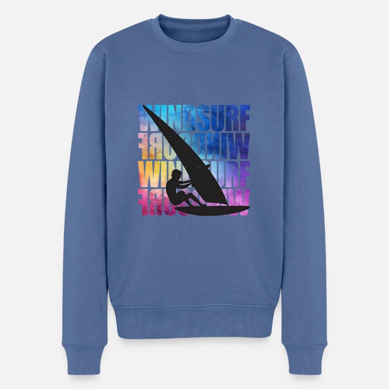 Windsurfen Ötter, Ich liebe Windsurfen, Windsurfen Mann - Männer Premium Bio Pullover - Taubenblau