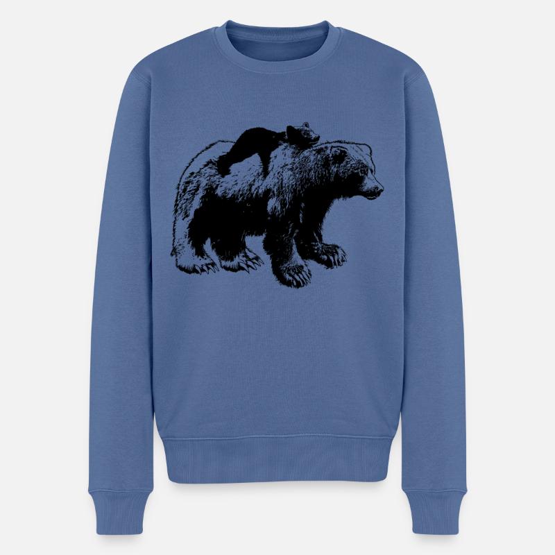 Maman et bébé ours - Pull Premium bio Homme - bleu pigeon