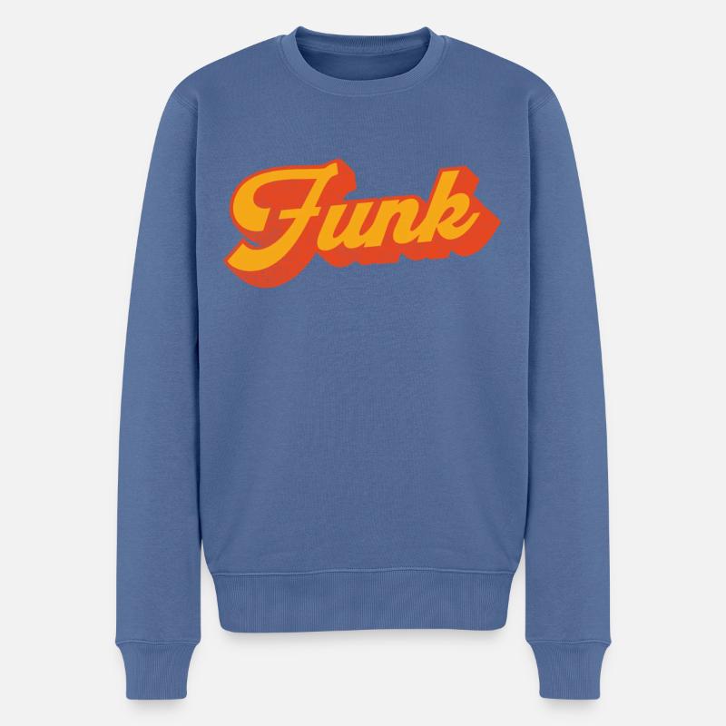 Funk Music in Gelb Orange - Männer Premium Bio Pullover - Taubenblau