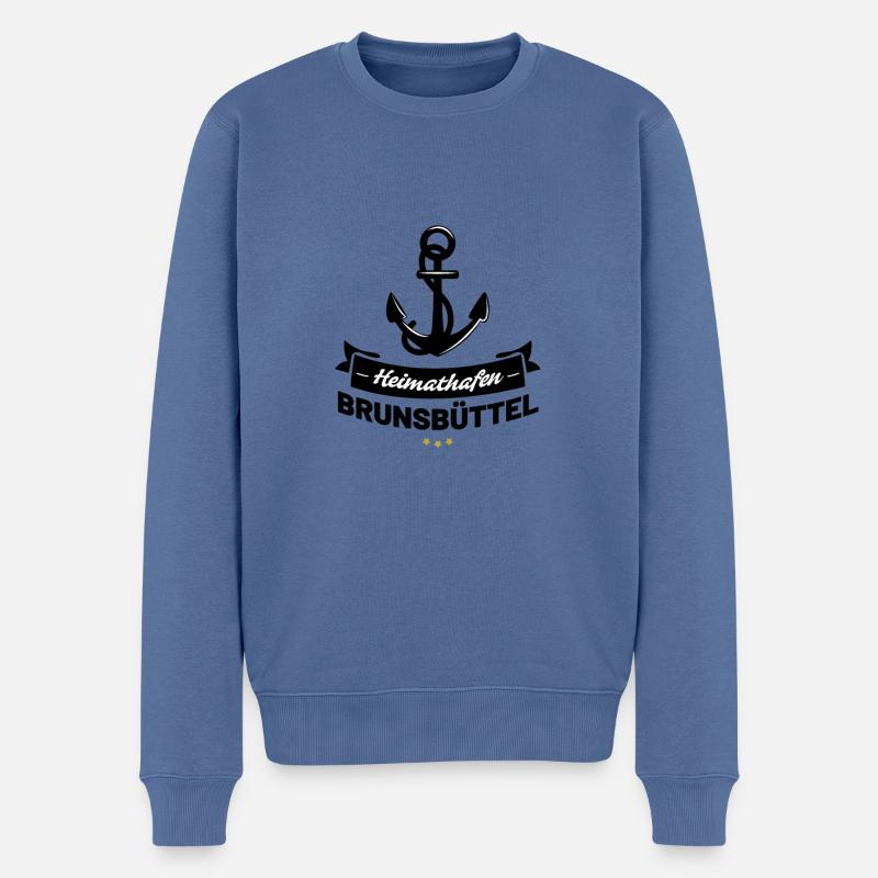Heimathafen Brunsbüttel - Männer Premium Bio Pullover - Taubenblau