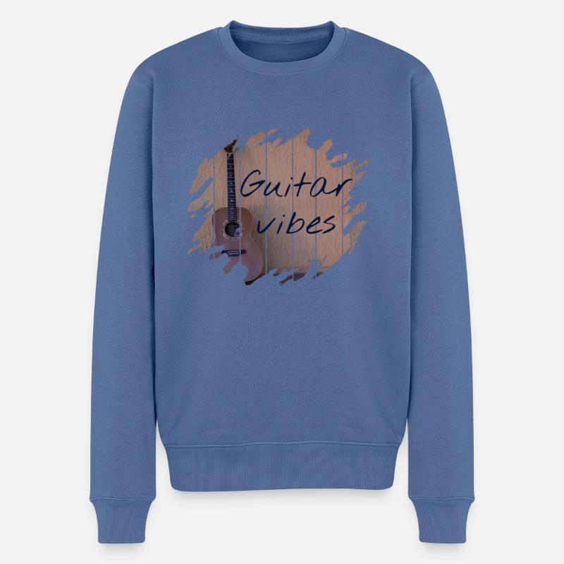 Gitarre - Männer Premium Bio Pullover - Taubenblau