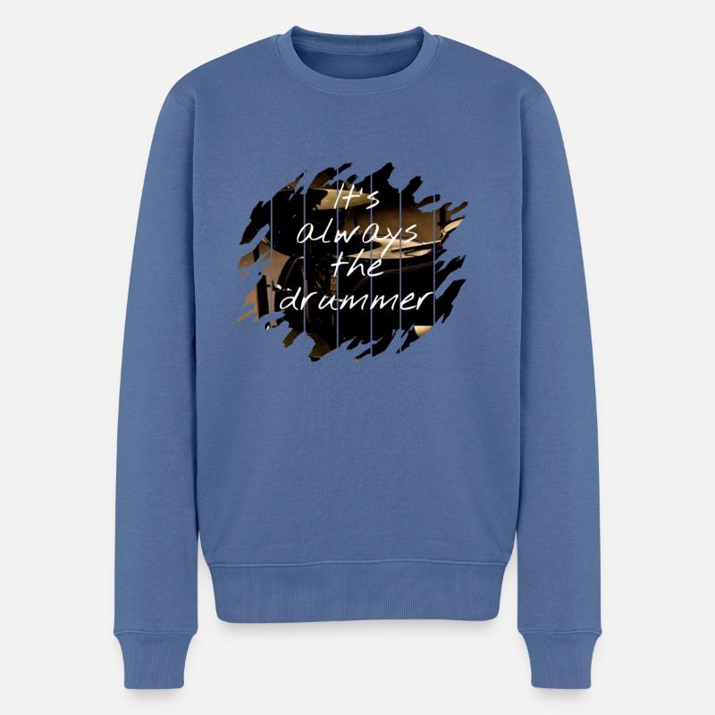 Schlagzeuger - Männer Premium Bio Pullover - Taubenblau