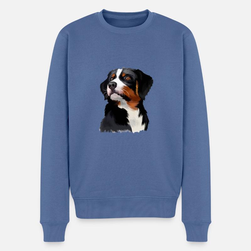 Appenzeller Sennenhund Hunde Aquarell Illustration - Männer Premium Bio Pullover - Taubenblau