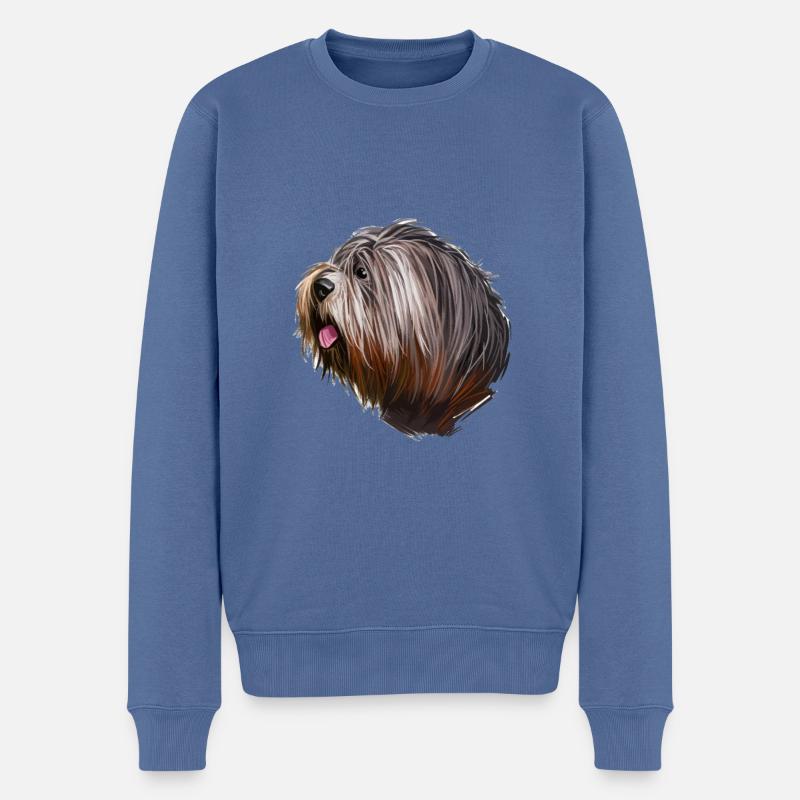 Schapendoes Hunde Aquarell Illustration - Männer Premium Bio Pullover - Taubenblau