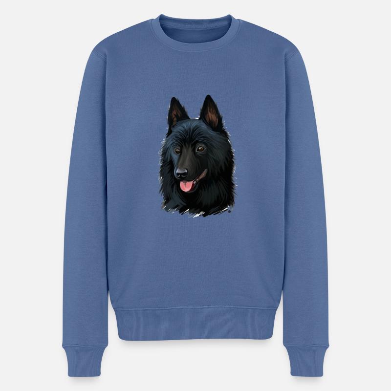 Schipperke Hund Aquarell Illustration - Männer Premium Bio Pullover - Taubenblau