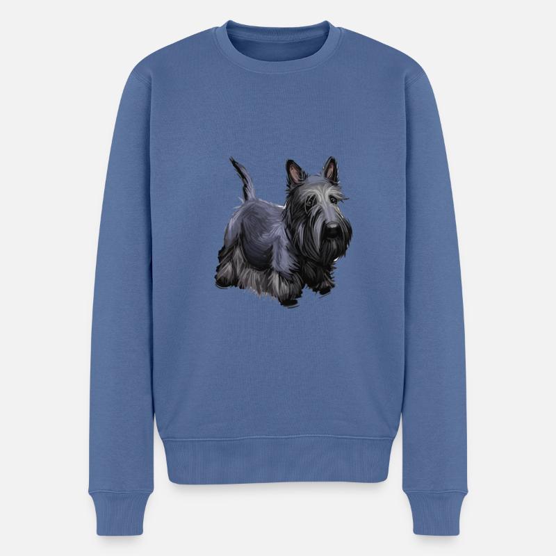 Illustration de l’aquarelle du chien Scottish Terrier - Pull Premium bio Homme - bleu pigeon