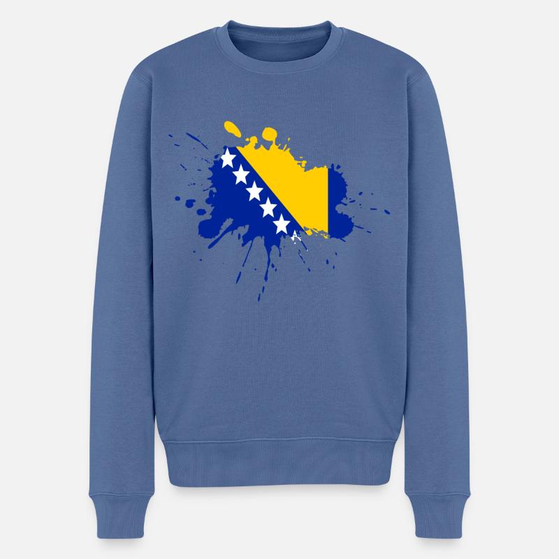 Conception du drapeau de Bosnie - Pull Premium bio Homme - bleu pigeon