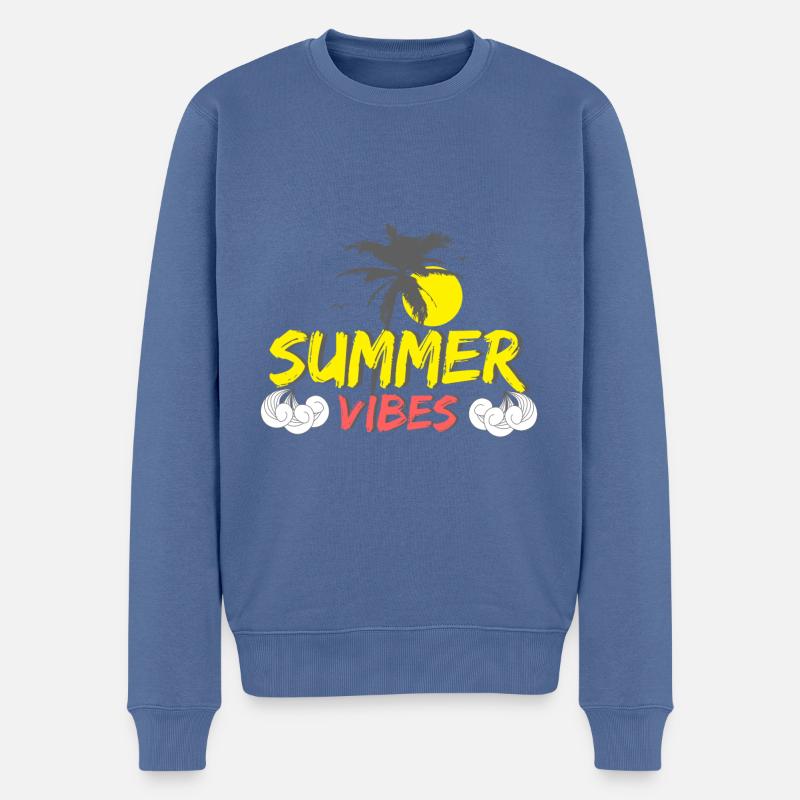 Summer Junkie Wärme Sonnenanbeterin Geschenk - Männer Premium Bio Pullover - Taubenblau
