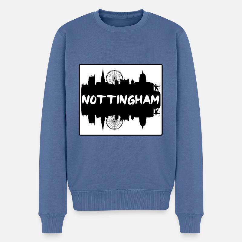Nottingham England Skyline Silhouette Reise Souve - Männer Premium Bio Pullover - Taubenblau