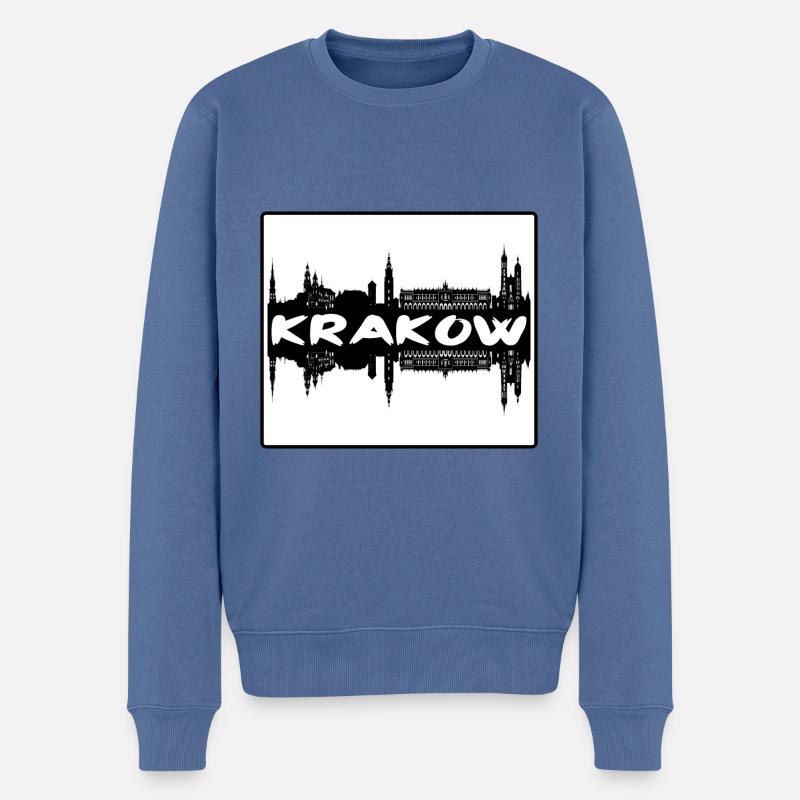 Krakau Polen Skyline Silhouette Reisesouvenir - Männer Premium Bio Pullover - Taubenblau