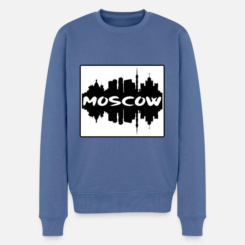 Moskau Russland Skyline Silhouette Reise Souvenir - Männer Premium Bio Pullover - Taubenblau