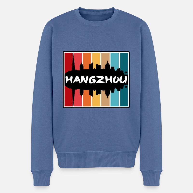Hangzhou China Skyline Silhouette Reise Souvenir - Männer Premium Bio Pullover - Taubenblau