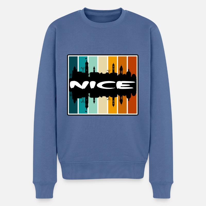 Nizza Frankreich Skyline Silhouette Reise Souvenir - Männer Premium Bio Pullover - Taubenblau