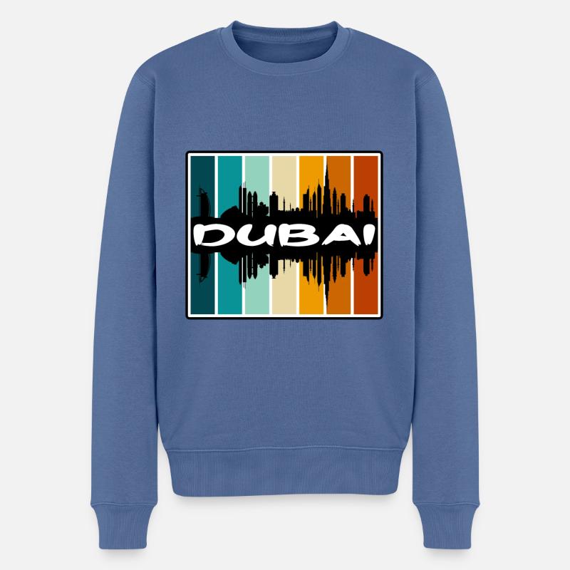 Dubai Skyline Silhouette Reise Souvenir - Männer Premium Bio Pullover - Taubenblau