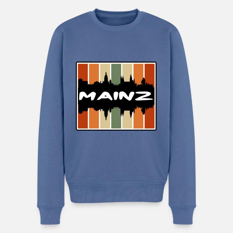 Mainz Deutschland Skyline Silhouette Reisesouvenir - Männer Premium Bio Pullover - Taubenblau