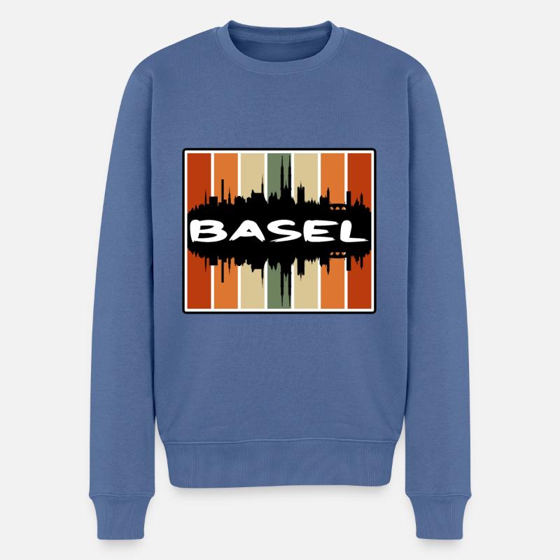 Basel Schweiz Skyline Silhouette Travel Souven - Männer Premium Bio Pullover - Taubenblau