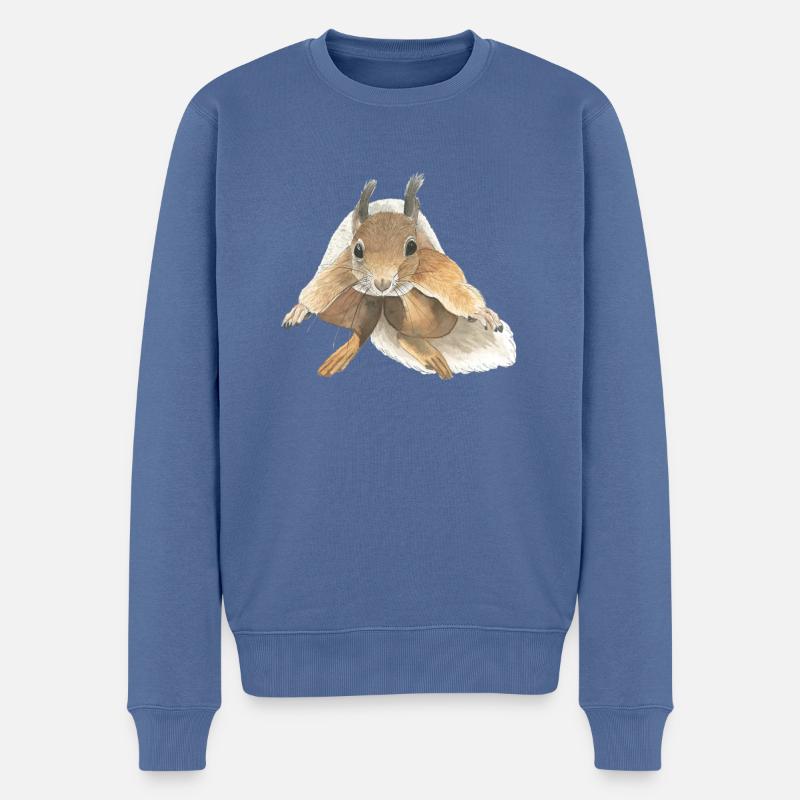 Eichhörnchen springen squirrel - Männer Premium Bio Pullover - Taubenblau