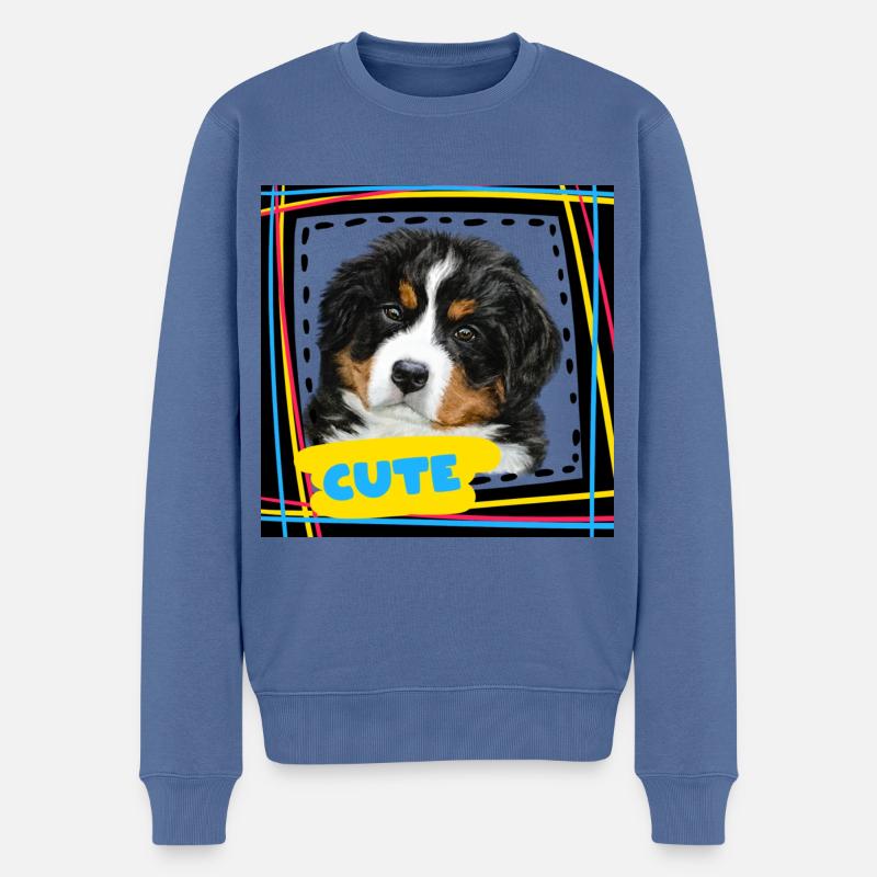 Berner Sennenhund Welpe - Männer Premium Bio Pullover - Taubenblau