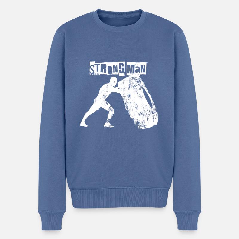 Strongman - Männer Premium Bio Pullover - Taubenblau