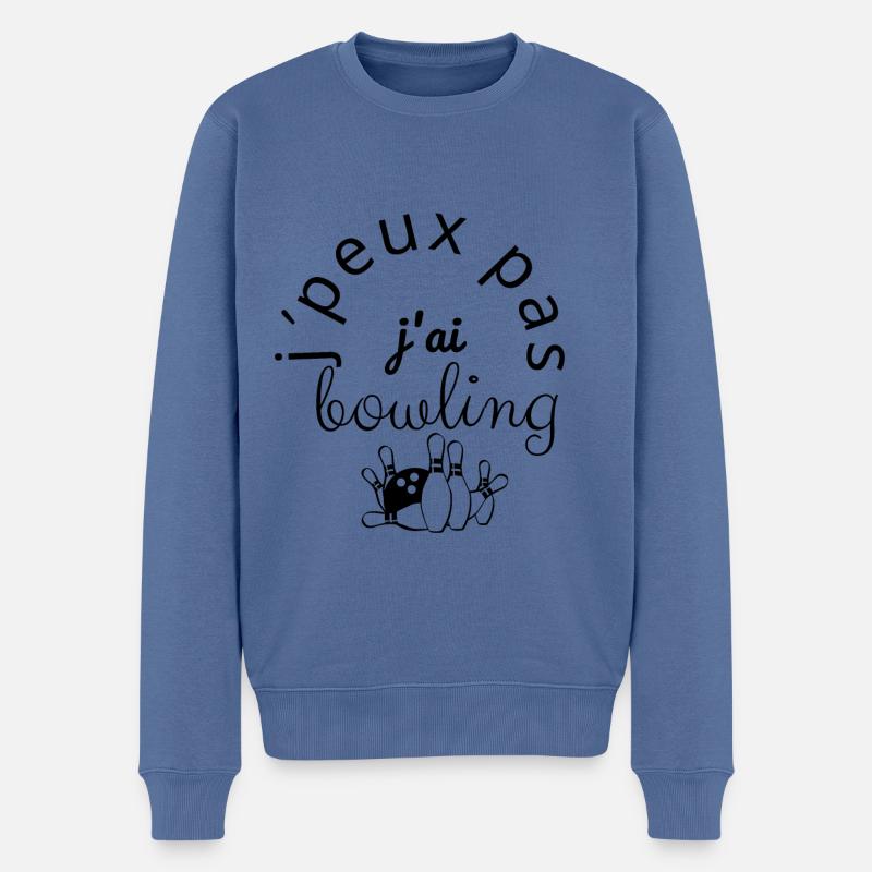 J'Peux Pas Bowling noir - Pull Premium bio Homme - bleu pigeon