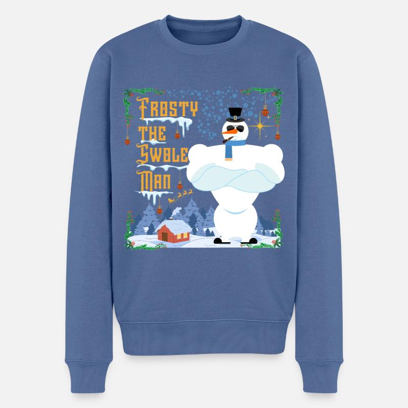 Frosty The Swoleman 2 - Männer Premium Bio Pullover - Taubenblau