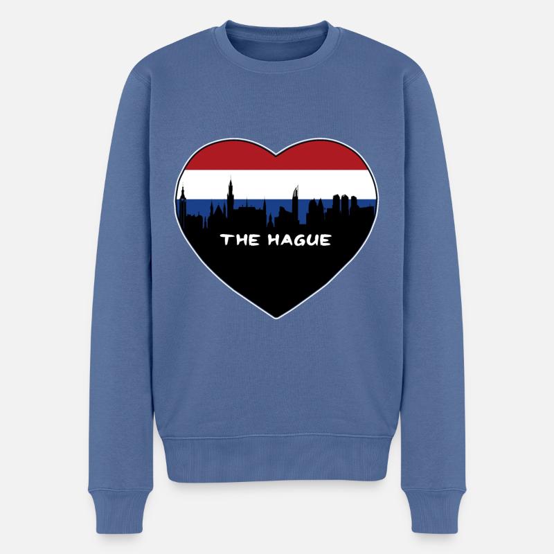 Den Haag Niederlande Flagge Skyline Reise Souvenir - Männer Premium Bio Pullover - Taubenblau