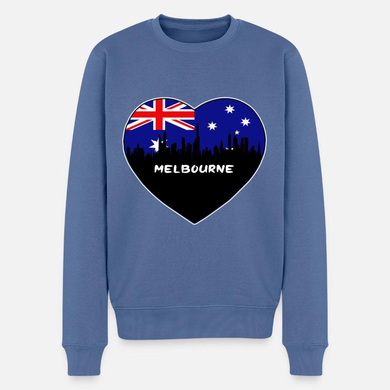 Melbourne Australien Flagge Skyline Reise Souvenir - Männer Premium Bio Pullover - Taubenblau