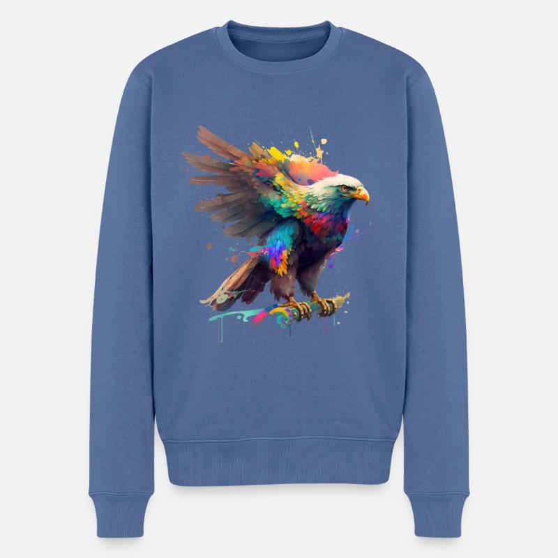 Rainbow Eagle ∞ Rainbow Eagle ∞ vauART - Pull Premium bio Homme - bleu pigeon