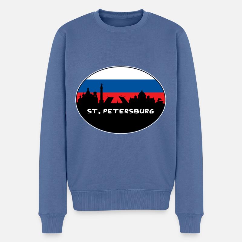 Saint-Pétersbourg Russie Drapeau Skyline Silhouette Trave - Pull Premium bio Homme - bleu pigeon