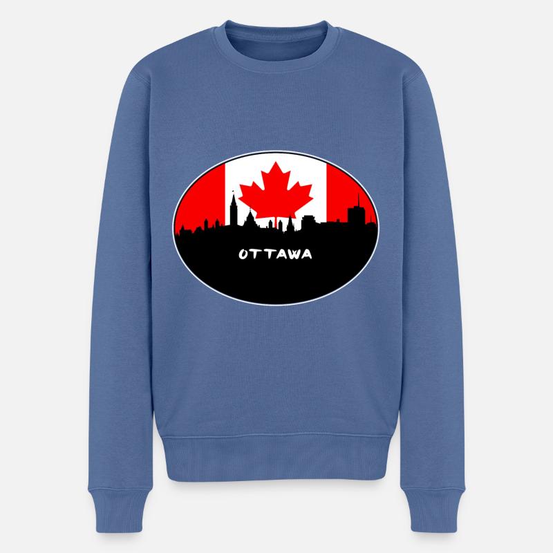 Ottawa-Kanada-Flaggen-Skyline-Schattenbild-Reise - Männer Premium Bio Pullover - Taubenblau