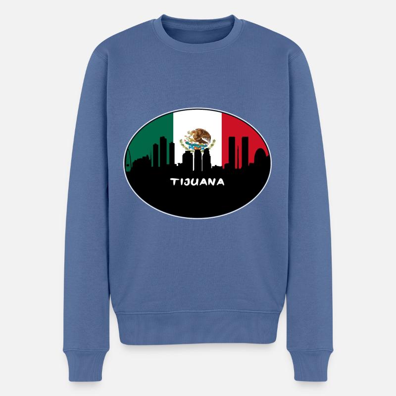Tijuana Mexiko-Flaggen-Skyline-Schattenbild-Reise - Männer Premium Bio Pullover - Taubenblau