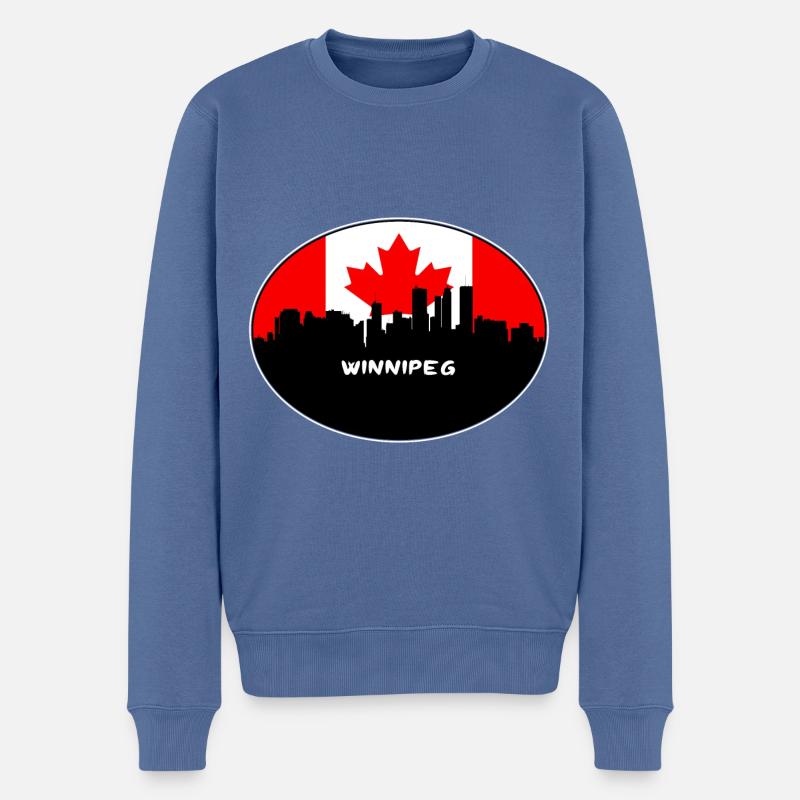 Winnipeg-Kanada-Flaggen-Skyline-Schattenbild-Reise - Männer Premium Bio Pullover - Taubenblau