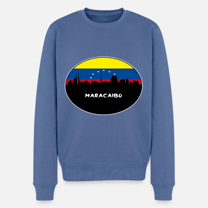 Maracaibo-Venezuela-Flaggen-Skyline-Schattenbild-Reise - Männer Premium Bio Pullover - Taubenblau