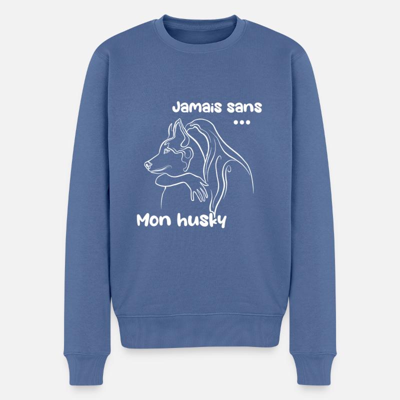 Jamais sans mon Husky - Pull Premium bio Homme - bleu pigeon
