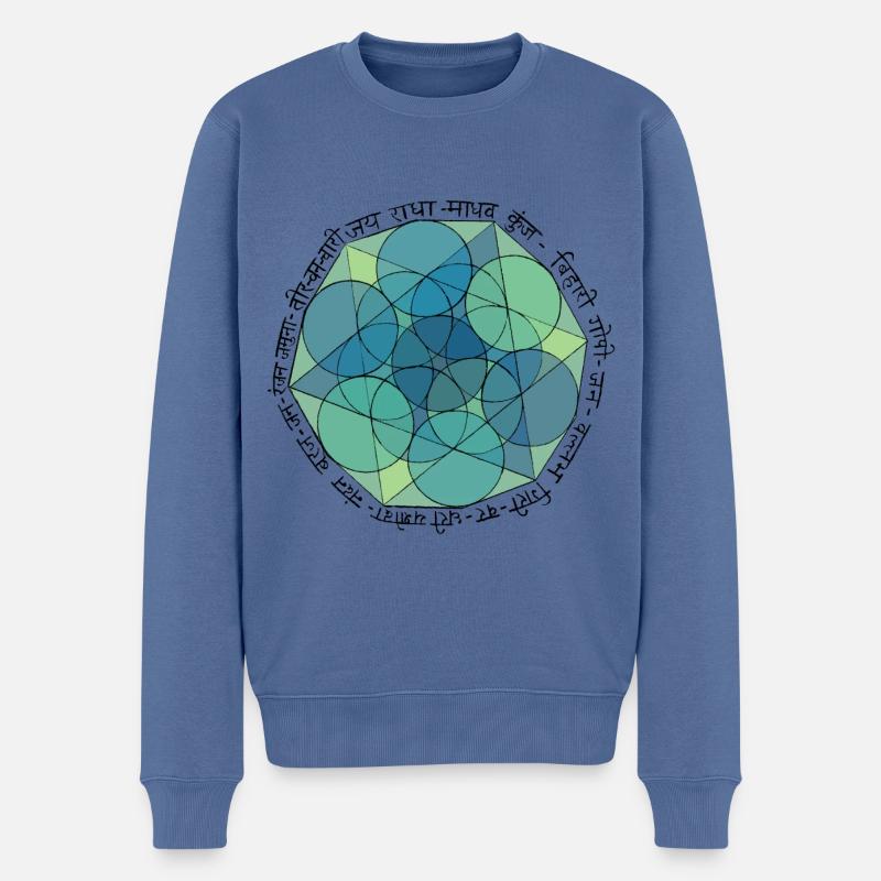Jaya Radha Madhava Mantra - Männer Premium Bio Pullover - Taubenblau