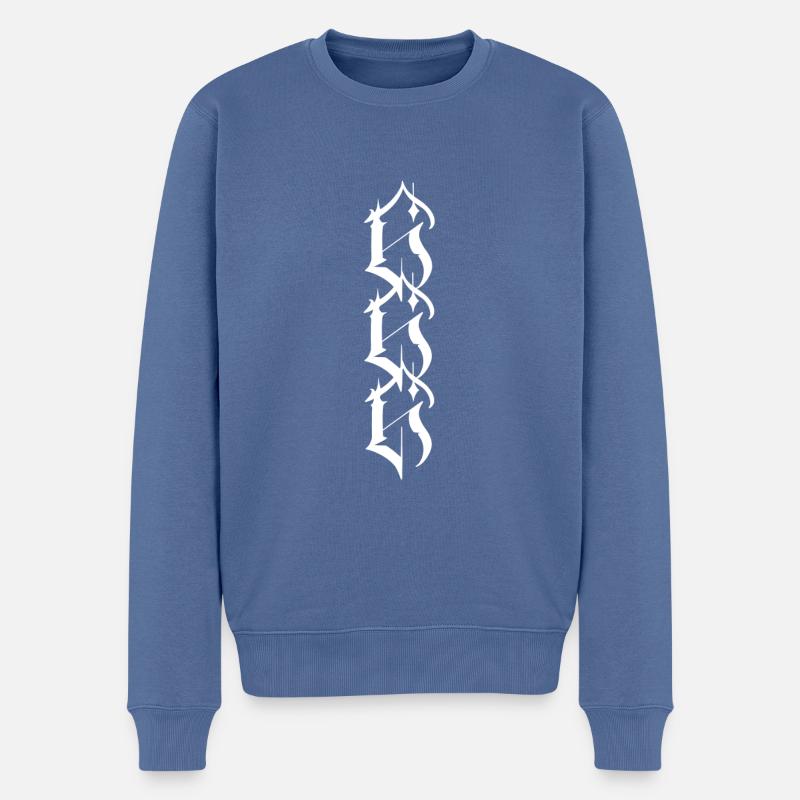 666 Papierkorb Schriftzug - Männer Premium Bio Pullover - Taubenblau