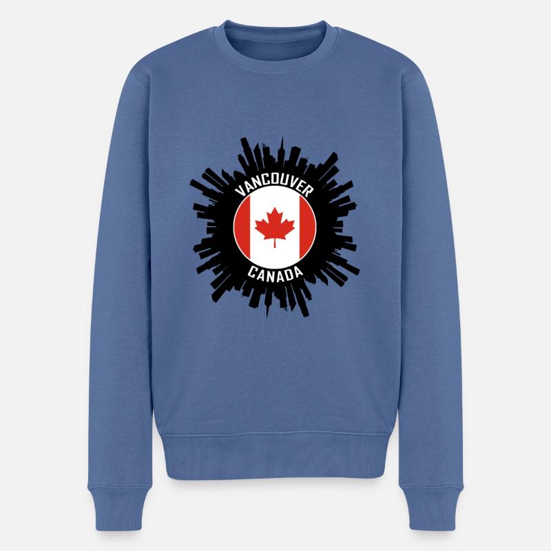 Vancouver Skyline Kanada Flagge Reisesouvenir - Männer Premium Bio Pullover - Taubenblau