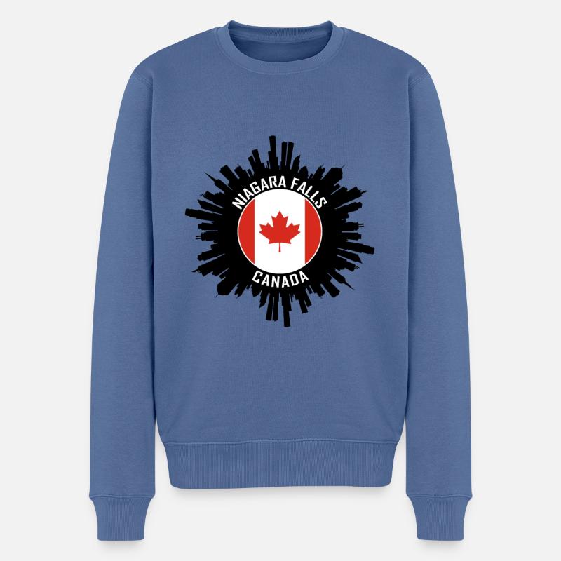 Niagara Falls Skyline Kanada Flagge Reisesouvenir - Männer Premium Bio Pullover - Taubenblau