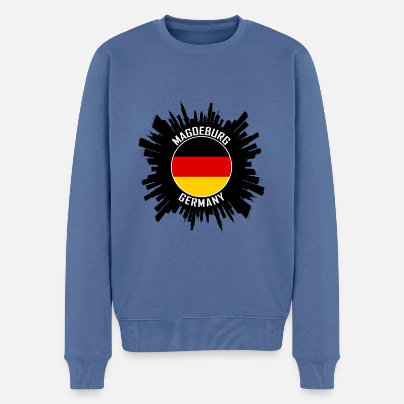 Magdeburg Skyline Deutschland Flagge Reise-Souvenir - Männer Premium Bio Pullover - Taubenblau