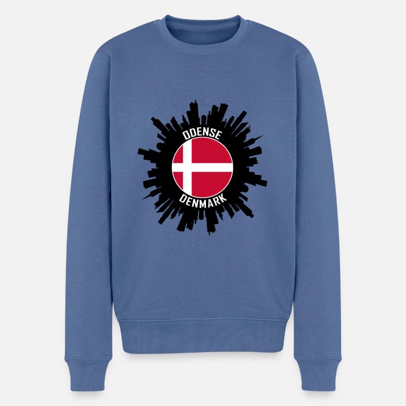 Odense Skyline Dänemark Flagge Reise-Souvenir - Männer Premium Bio Pullover - Taubenblau